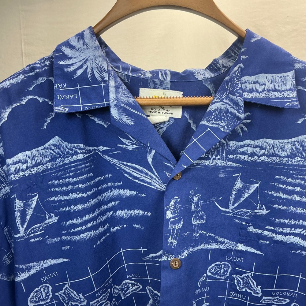 Ho Aloha Hawaiian Shirt Island‎ Map Print Aloha Shirt Made in Hawaii